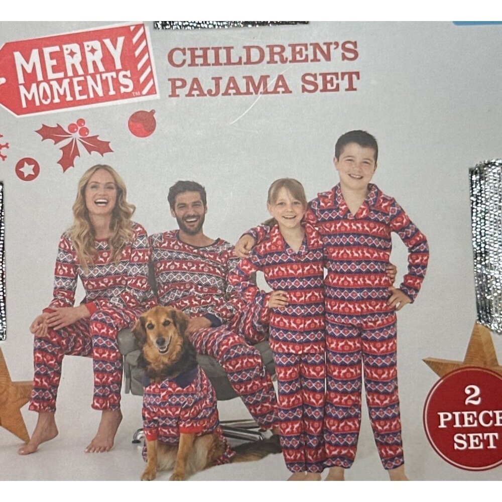 Christmas Pajama Kids Small Two Piece Set Red Festive  PJs Lounge Holiday